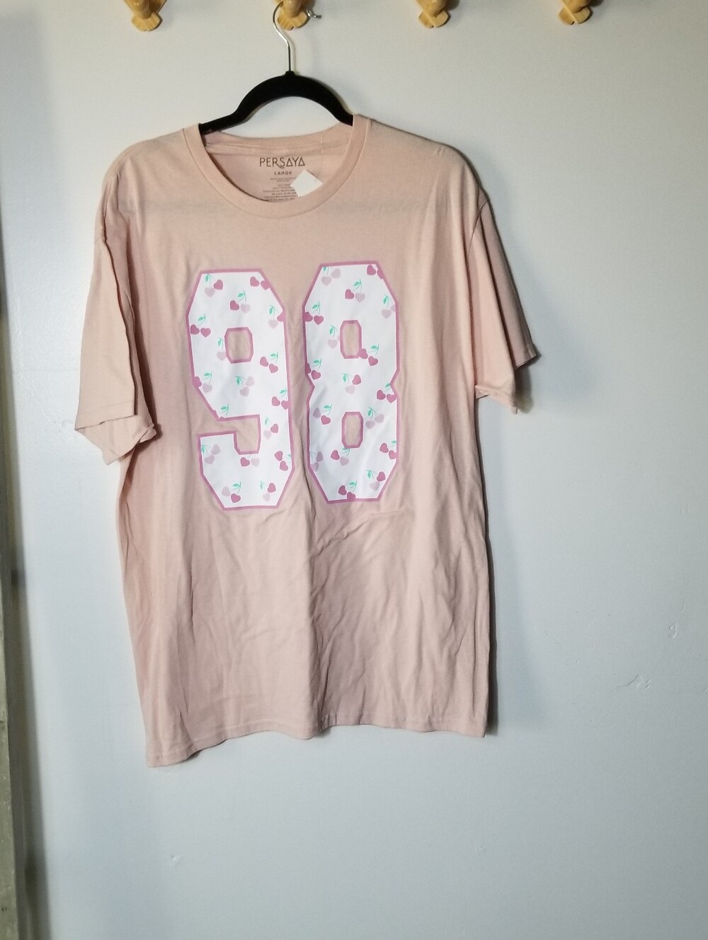 NWT PERSAYA WOMEN'S NUMBER CHERRY GRAPHIC TEE SIZE LARGE